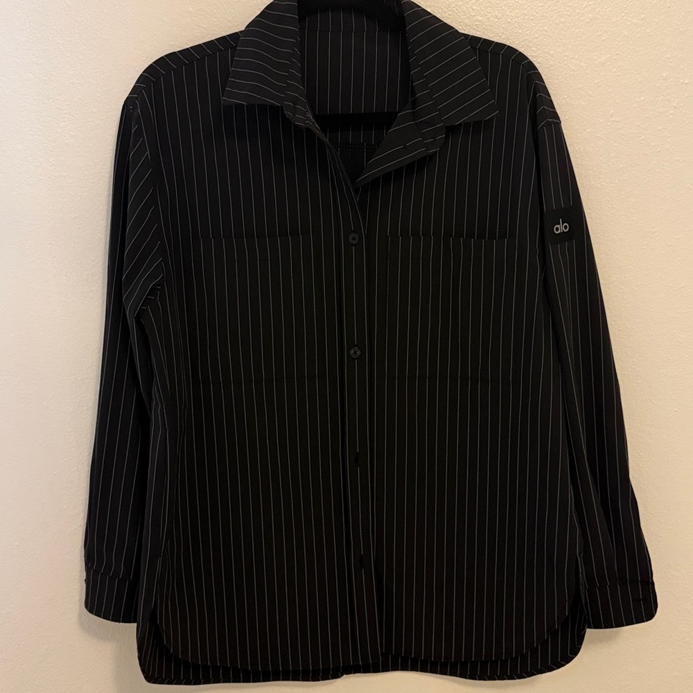 ALO Yoga Pinstripe Daylight Button Down Long Sleeve - Picture 5 of 6
